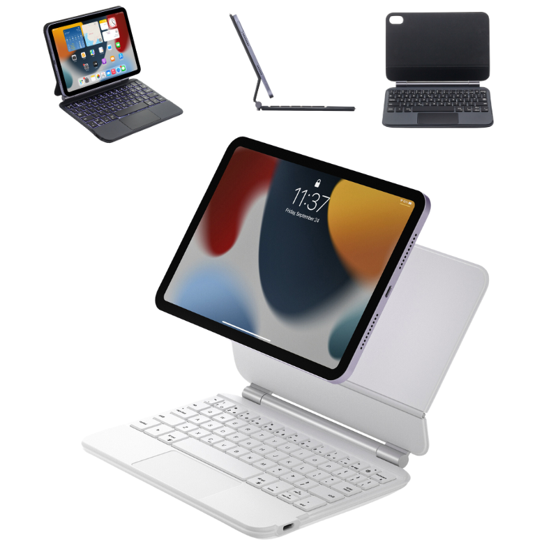 Cargue la imagen en el visor de la galería, Apple iPad Mini 8.3'' 6/7th Gen (2021/2024) - Easy-Set Floating Cantilever Stand Precision Multi-Touch Trackpad Smart Wireless Keyboard Case With Backlit Keys - Polar Tech Australia