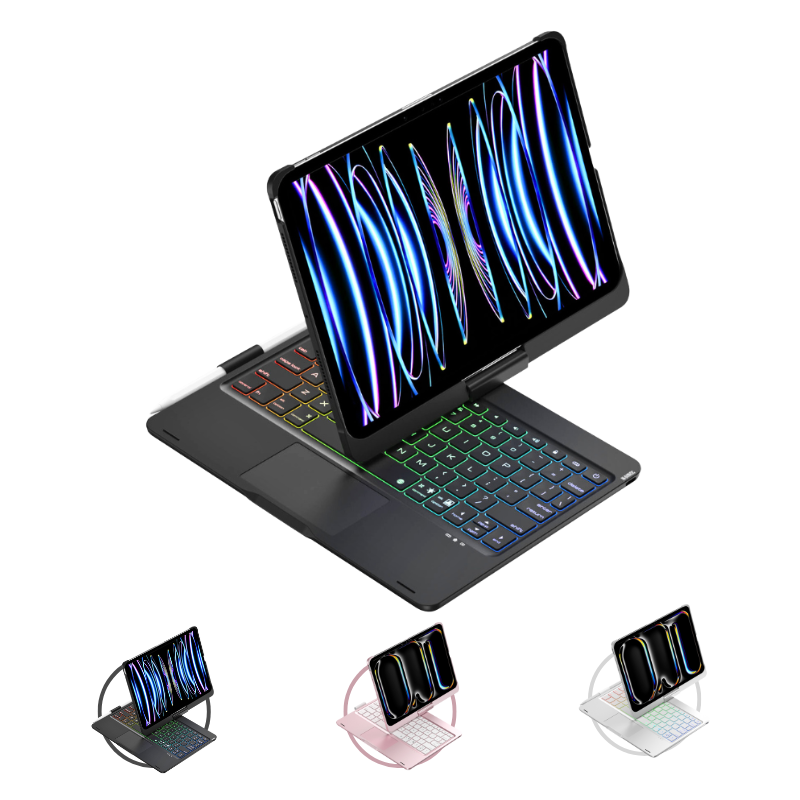 Cargue la imagen en el visor de la galería, 360 Degree Rotating Wireless Touchpad Keyboard Cover Case for iPad 7/8/9 10.2'' 7/8/9th Gen 2019/2020/2021 - KIBO