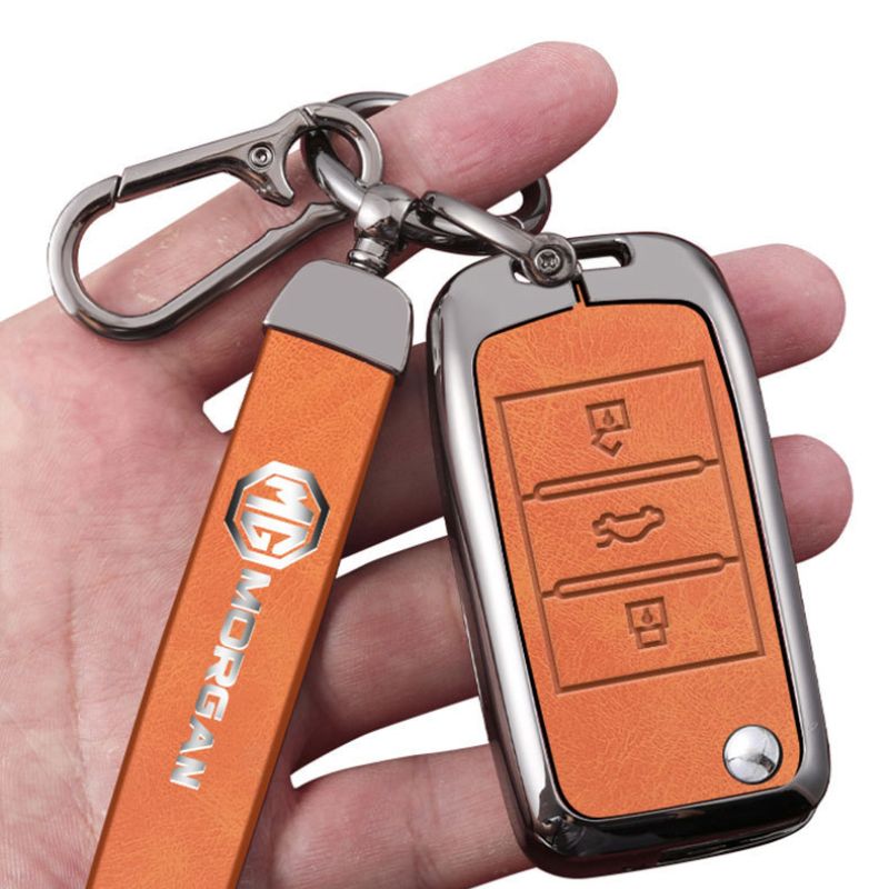 Cargue la imagen en el visor de la galería, MG Zinc Alloy + PU Leather Smart Remote Control Car Key Fob Case Cover For MG ONE - Polar Tech Australia