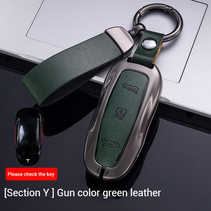 Cargue la imagen en el visor de la galería, Tesla Metal + PU Leather Smart Car Key Fob Case for Model 3, S, Y, X - Polar Tech Australia