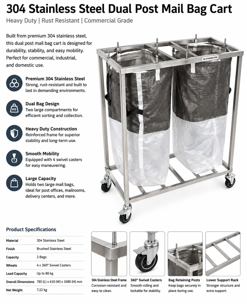 Load image into Gallery viewer, Double Sack Mail/Post/Bag AU Post Mail Bag Stand Sorting Holder Postbag Trolley