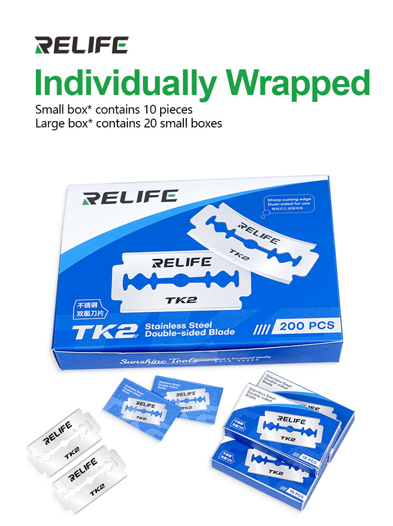 Load image into Gallery viewer, RELIFE TK2 Stainless Steel Double-Sided Blade/200 pieces