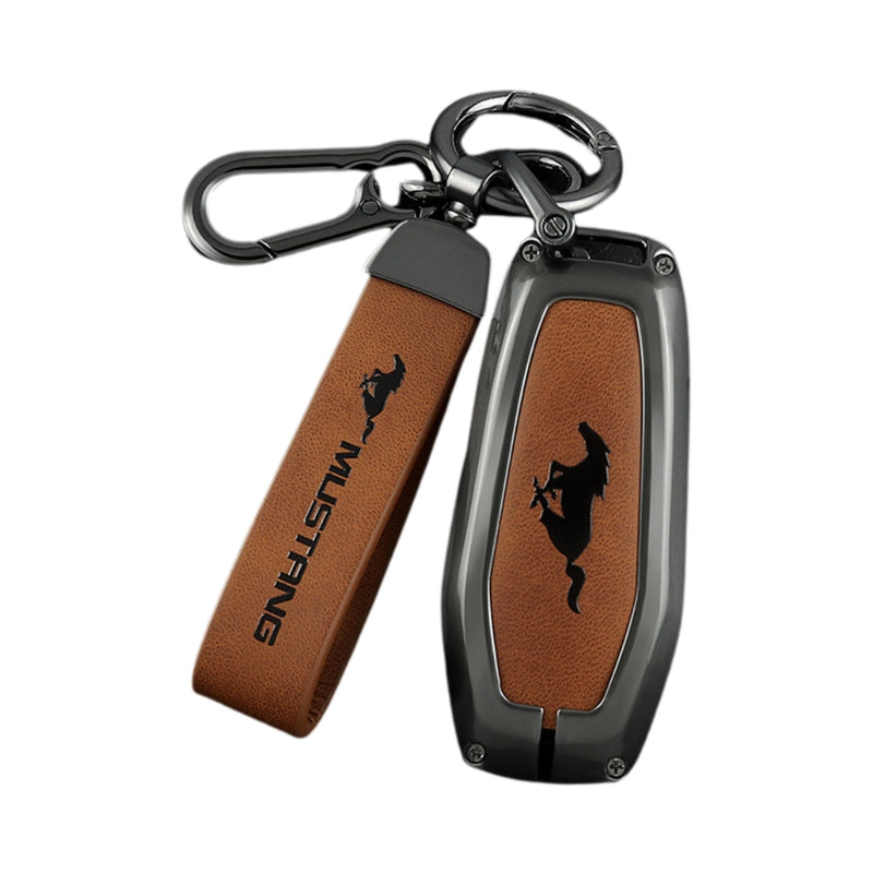 Cargue la imagen en el visor de la galería, Ford Mustang Zinc Alloy Leather Car Key Fob Case Cover - Polar Tech Australia