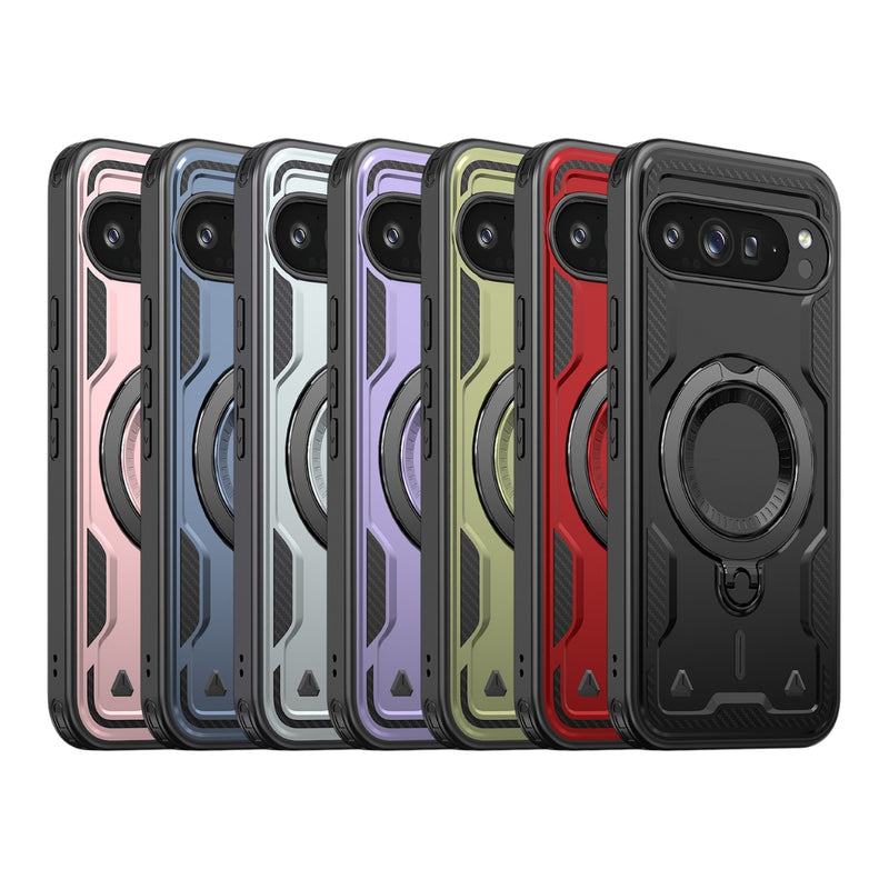 Cargue la imagen en el visor de la galería, Google Pixel 10 Pro XL - TPU+PC 2-in-1 Material Shockproof Protective Case with Metal Rotating Stand - Polar Tech Australia
