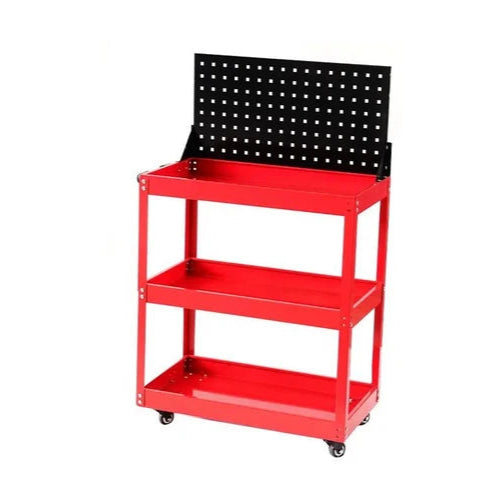 Chargez l'image dans la visionneuse de la galerie, Heavy Duty 3 Tiers Metal Tool Trolley Cart With Pegboard Hooks Workshop Tool Storage Push Trolleys - Polar Tech Australia