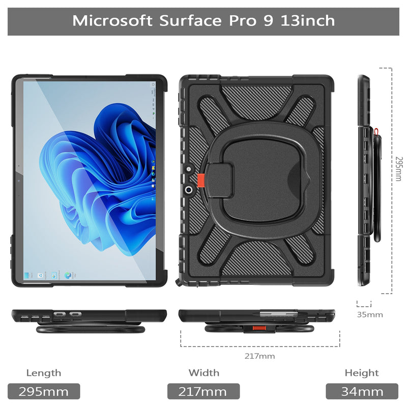 Cargue la imagen en el visor de la galería, Microsoft Surface Pro 9 & 10 & 11 - 360 Degree Rotate Shockproof Heavy Duty Tough Stand Case Cover With Pen Holder - Polar Tech Australia