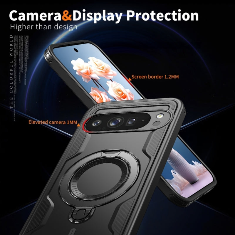 Cargue la imagen en el visor de la galería, Google Pixel 10 Pro XL - TPU+PC 2-in-1 Material Shockproof Protective Case with Metal Rotating Stand - Polar Tech Australia