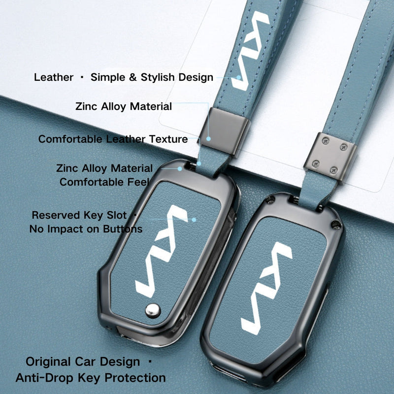 Load image into Gallery viewer, Kia Zinc Alloy Leather Car Key Protection Fob Case Cover For Sportage, Carnival, Sedona, K3, K4, K5 - Polar Tech Australia
