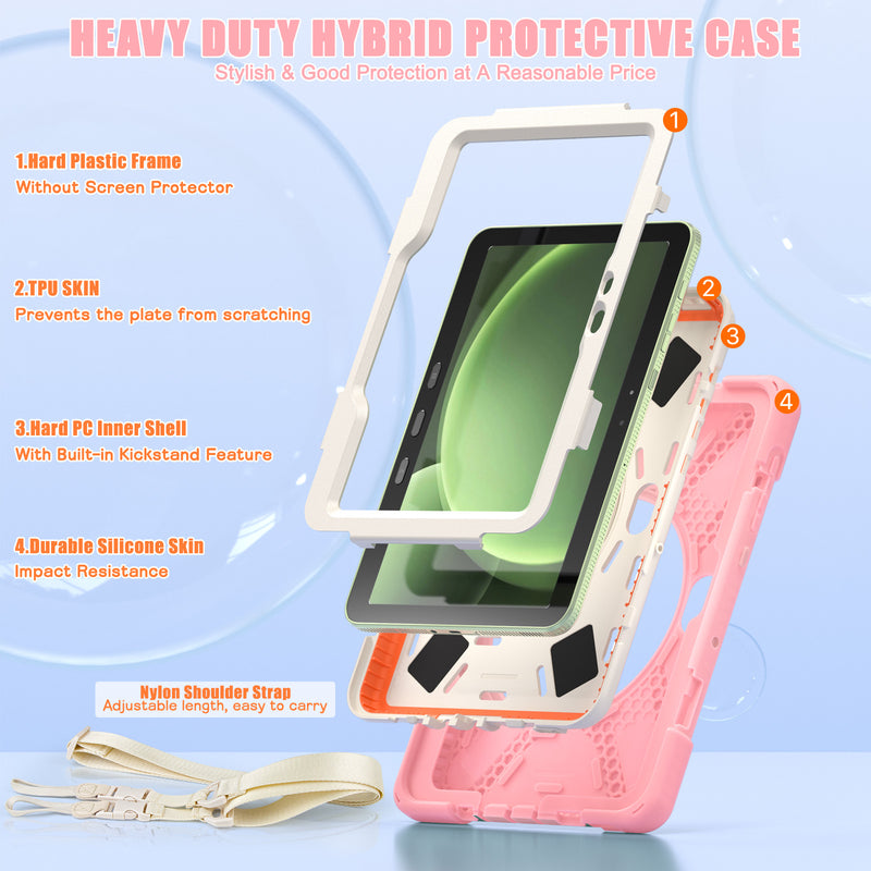 Cargue la imagen en el visor de la galería, Samsung Galaxy Tab Active Pro / Active 4 Pro / Active 5 Pro Series - Heavy Duty 360 Degree Rotate Stand Hand Strap Case With Shoulder Strap - Polar Tech Australia