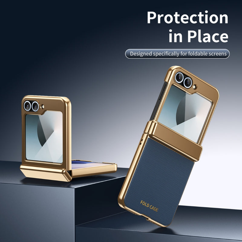 Chargez l'image dans la visionneuse de la galerie, Samsung Galaxy Z Flip8 5G - Electroplated Vegan Leather Full-Body Shockproof Phone Case