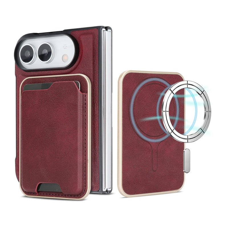 Chargez l'image dans la visionneuse de la galerie, Apple iPhone Ultra / Fold - Kalebol Slim MagSafe Ring Magnetic Card Bag Leather Phone Case