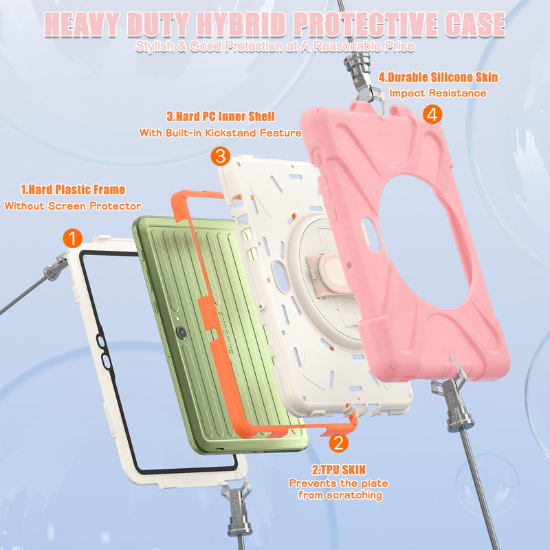 Cargue la imagen en el visor de la galería, Samsung Galaxy Tab Active Pro / Active 4 Pro / Active 5 Pro Series - Heavy Duty 360 Degree Rotate Stand Hand Strap Case With Shoulder Strap - Polar Tech Australia