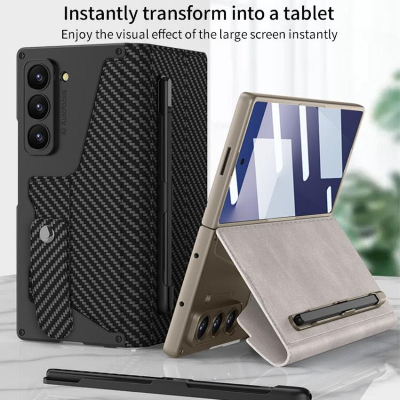 Cargue la imagen en el visor de la galería, Samsung Galaxy Z Fold7 5G - GKK Integrated Armor Flip Leather Case with Pen Slot, Stylus Not Included - Polar Tech Australia