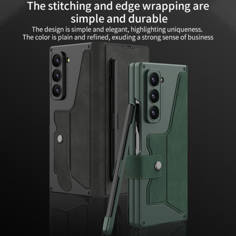 Cargue la imagen en el visor de la galería, Samsung Galaxy Z Fold7 5G - GKK Integrated Armor Flip Leather Case with Pen Slot, Stylus Not Included - Polar Tech Australia