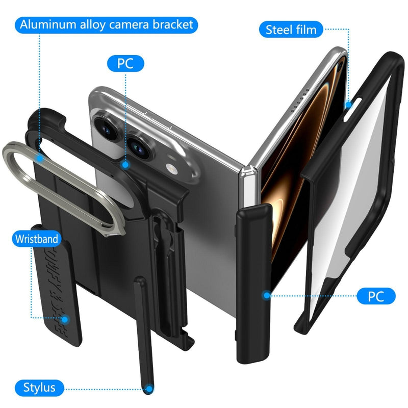 Chargez l'image dans la visionneuse de la galerie, Apple iPhone Ultra / Fold - Film Integrated Lens Frame Bracket Phone Case with Wristband / Pen