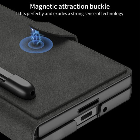 Samsung Galaxy Z Fold7 5G - GKK Integrated Armor Flip Leather Case with Pen Slot, Stylus Not Included - Polar Tech Australia