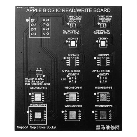 Apple BIOS Read / Write Board Adapter for T2 ROM Serial Number Modification SOP 8 BIOS Socket 15-in-1