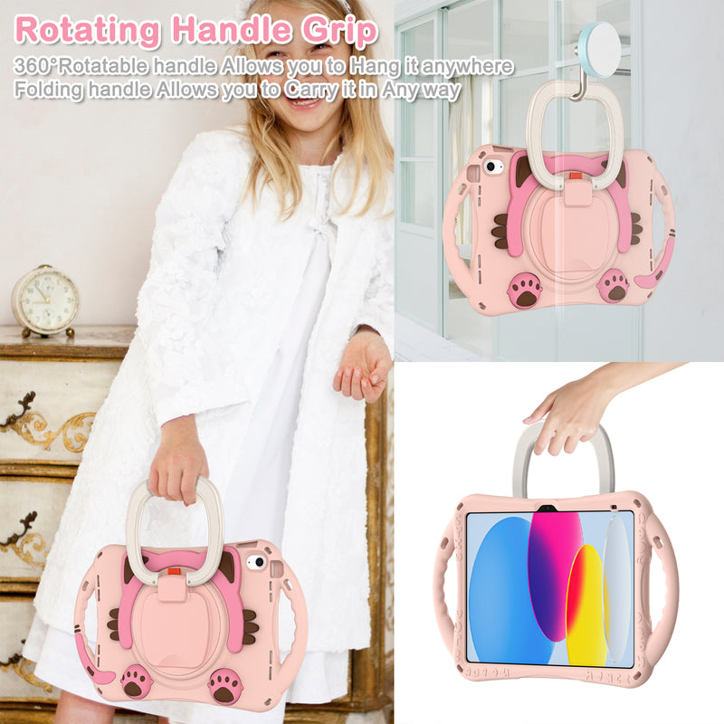 Cargue la imagen en el visor de la galería, Apple iPad 7th(2019)/iPad 8th(2020)/iPad 9th(2021) 10.2" & Air 3 & Pro 2 10.5“ EVA Kid Friendly Cat Style Heavy Duty Case with Handle Stand Ring - Polar Tech Australia