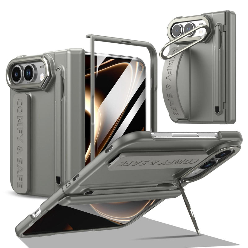 Chargez l'image dans la visionneuse de la galerie, Apple iPhone Ultra / Fold - Film Integrated Lens Frame Bracket Phone Case with Wristband / Pen