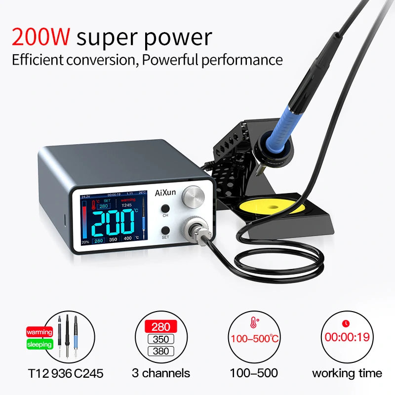 Cargue la imagen en el visor de la galería, AiXun T3A 200W Temperature Controlled Quick Soldering Station – Precision, Speed, and Efficiency - Polar Tech Australia