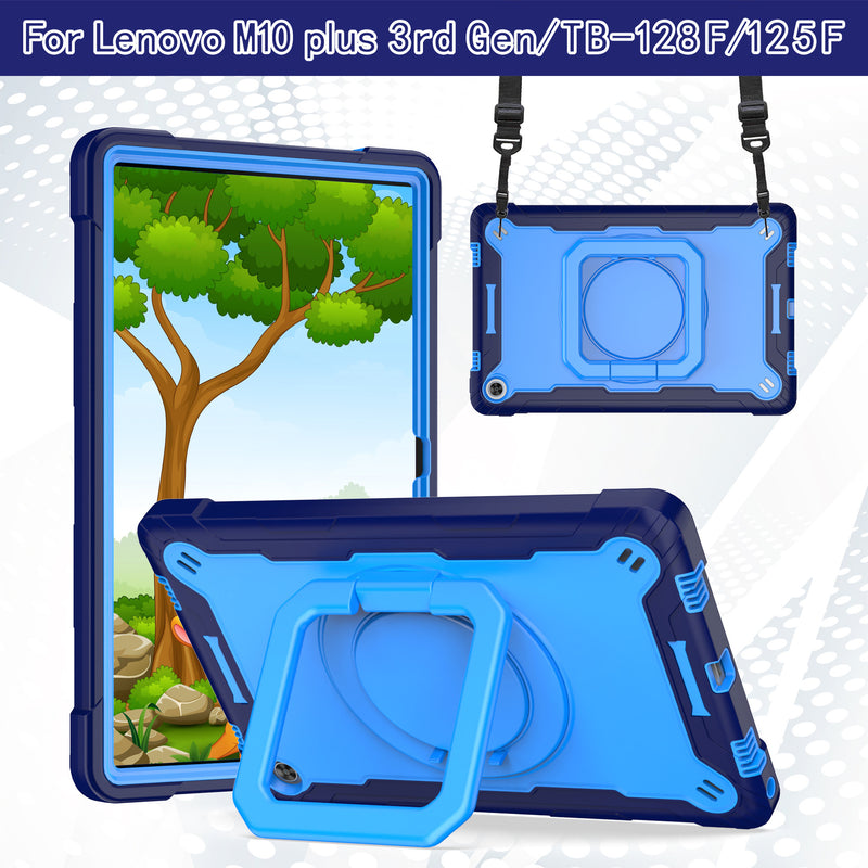 Cargue la imagen en el visor de la galería, Lenovo Tablet 10.6" Inch Tab M10 Plus 3rd Gen (TB-125 & 128) 360 Rotation Heavy Duty Kid Friendly Ring Handle Case - Polar Tech Australia