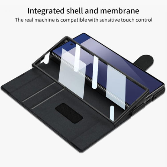 Samsung Galaxy Z Fold7 5G - GKK Integrated Armor Flip Leather Case with Pen Slot, Stylus Not Included - Polar Tech Australia