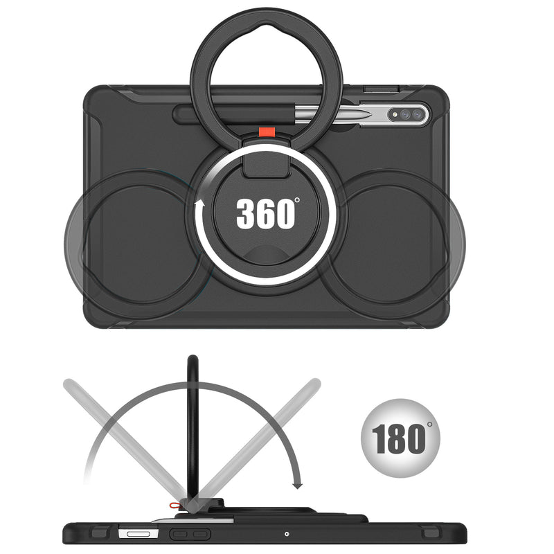 Cargue la imagen en el visor de la galería, Samsung Galaxy Tab S8 Ultra & S9 Ultra 14.6" - 360 Degree Rotate Shockproof Heavy Duty Tough Ring Holder Stand Case Cover With Pen Holder - Polar Tech Australia