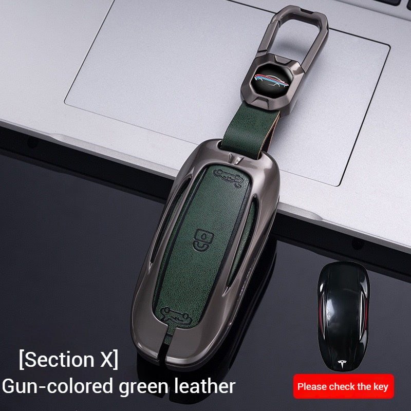 Cargue la imagen en el visor de la galería, Tesla Metal + PU Leather Smart Car Key Fob Case for Model 3, S, Y, X - Polar Tech Australia