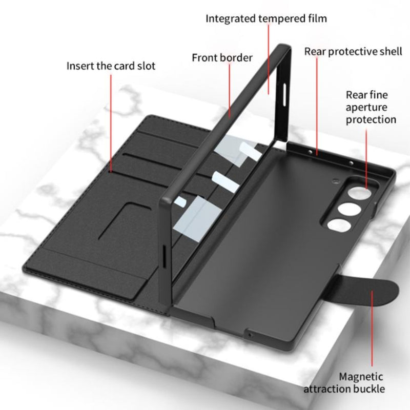 Cargue la imagen en el visor de la galería, Samsung Galaxy Z Fold7 5G - GKK Integrated Armor Flip Leather Case with Pen Slot, Stylus Not Included - Polar Tech Australia