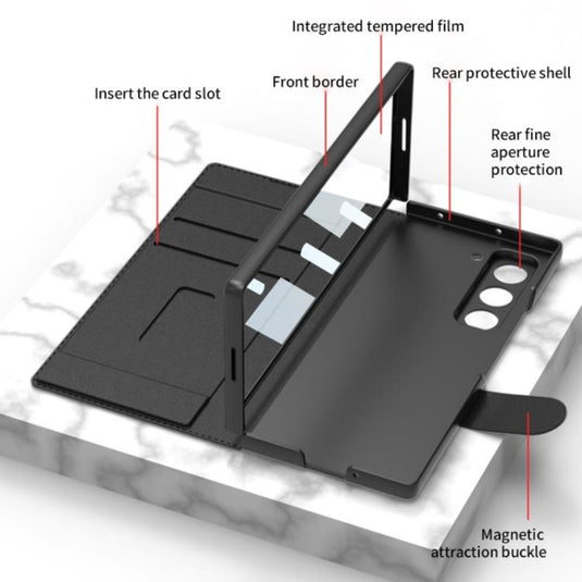Samsung Galaxy Z Fold7 5G - GKK Integrated Armor Flip Leather Case with Pen Slot, Stylus Not Included - Polar Tech Australia