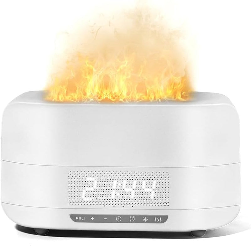 Cargue la imagen en el visor de la galería, Essential Oil Diffuser, Flame Aroma Diffuser Humidifier With Bluetooth Speaker and Clock, 400ML High Capacity Humidifier for Office and Bedroom