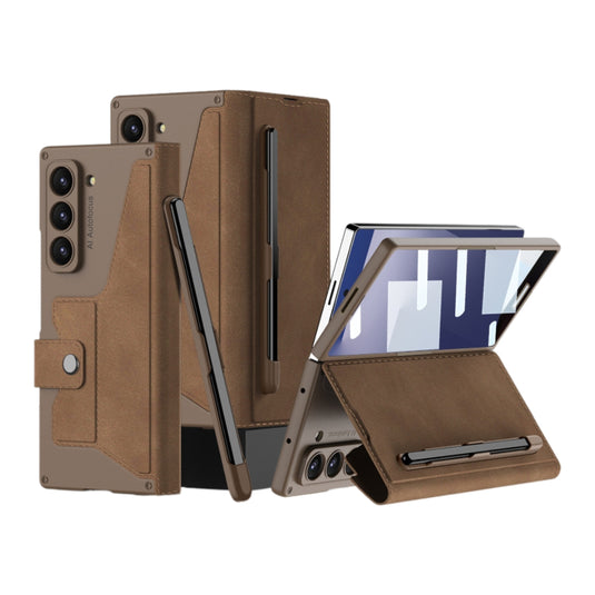 Samsung Galaxy Z Fold7 5G - GKK Integrated Armor Flip Leather Case with Pen Slot, Stylus Not Included - Polar Tech Australia