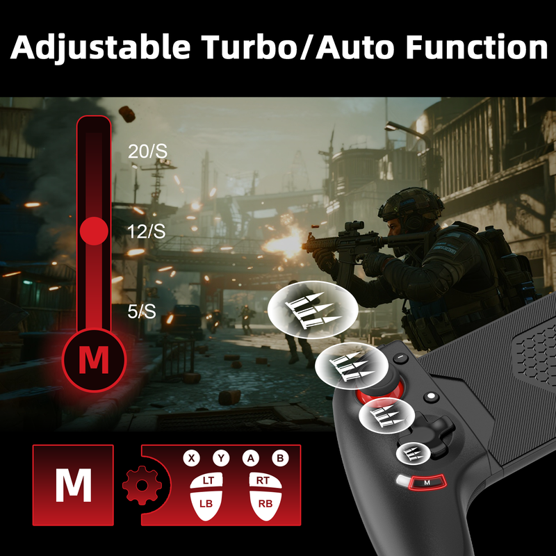 Load image into Gallery viewer, AB02S Wireless Game Controller for Switch & iOS Hall Effect Joystick 6-Axis Gyro Turbo Programmable Dual Vibratio