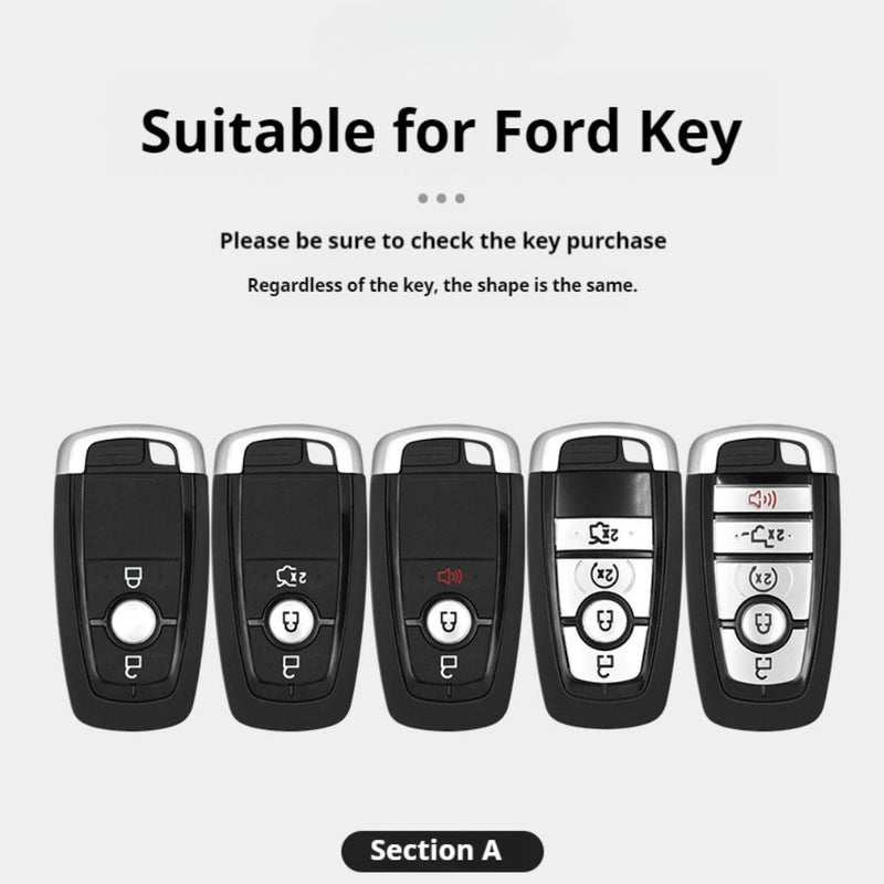 Cargue la imagen en el visor de la galería, Ford Alloy + Leather Protection Car Key Fob Case Cover For Ranger, Wildtrak, Everest, Explorer, Ecosport, Edge, Escape, Focus, Fiesta, Mustang - Polar Tech Australia