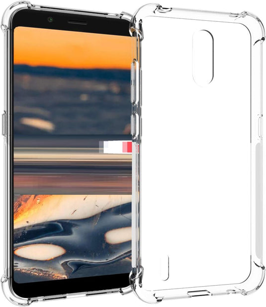 Nokia C2 Tava - AirPillow Cushion Transparent Soft Clear TPU Four Corners Protective Case - Polar Tech Australia