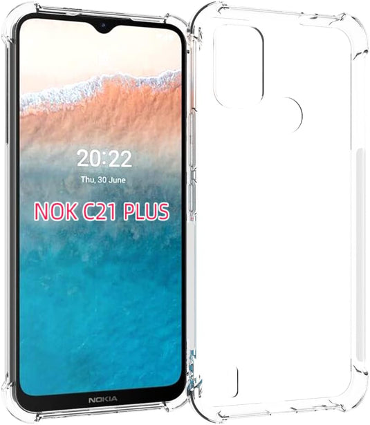 Nokia C21 Plus - AirPillow Cushion Transparent Soft Clear TPU Four Corners Protective Case - Polar Tech Australia