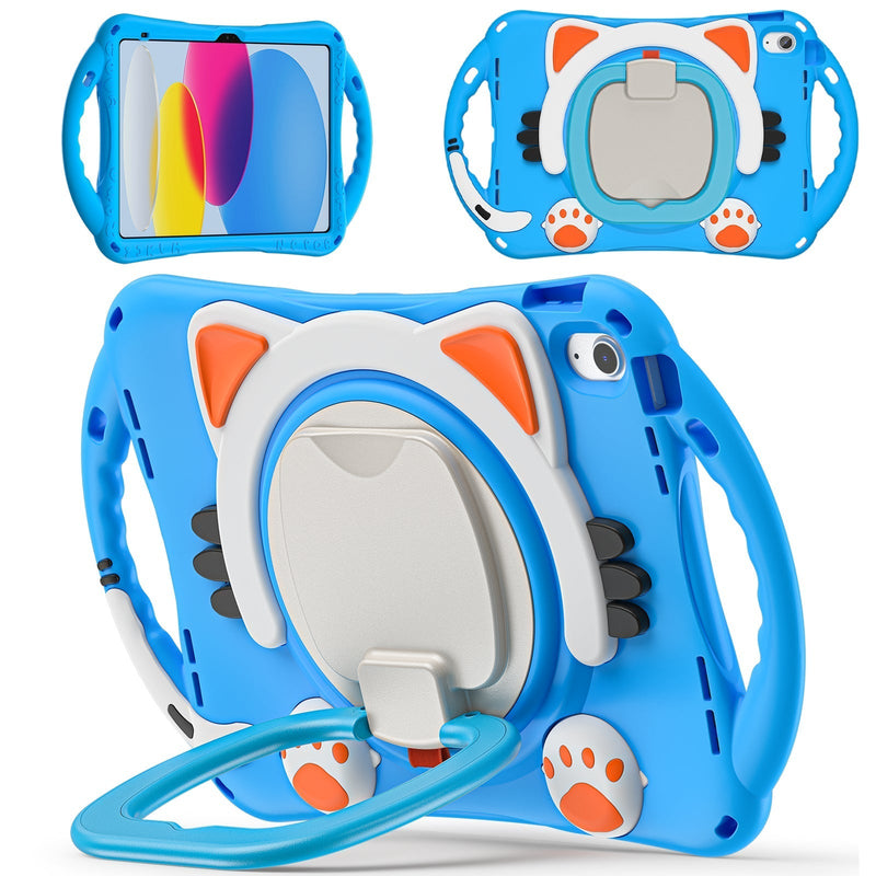 Cargue la imagen en el visor de la galería, Apple iPad Air 4/5 10.9“ & Pro 11" EVA Kid Friendly Cat Style Heavy Duty Case with Handle Stand Ring - Polar Tech Australia