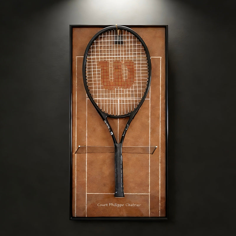 Cargue la imagen en el visor de la galería, Roland Garros & French Open Inspired Tennis Racket Display Frame – Wall Mount Holder - Polar Tech Australia