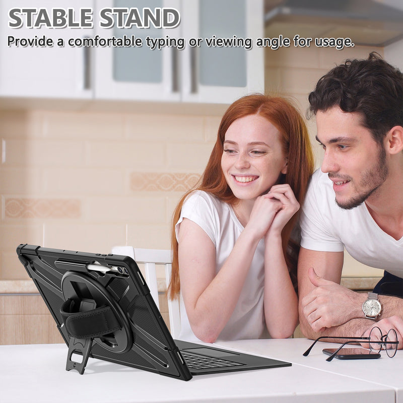 Cargue la imagen en el visor de la galería, Samsung Galaxy Tab S8 Ultra & S9 Ultra 14.6" - 360 Degree Rotate Shockproof Heavy Duty Tough Stand Case Cover With Pen Holder - Polar Tech Australia