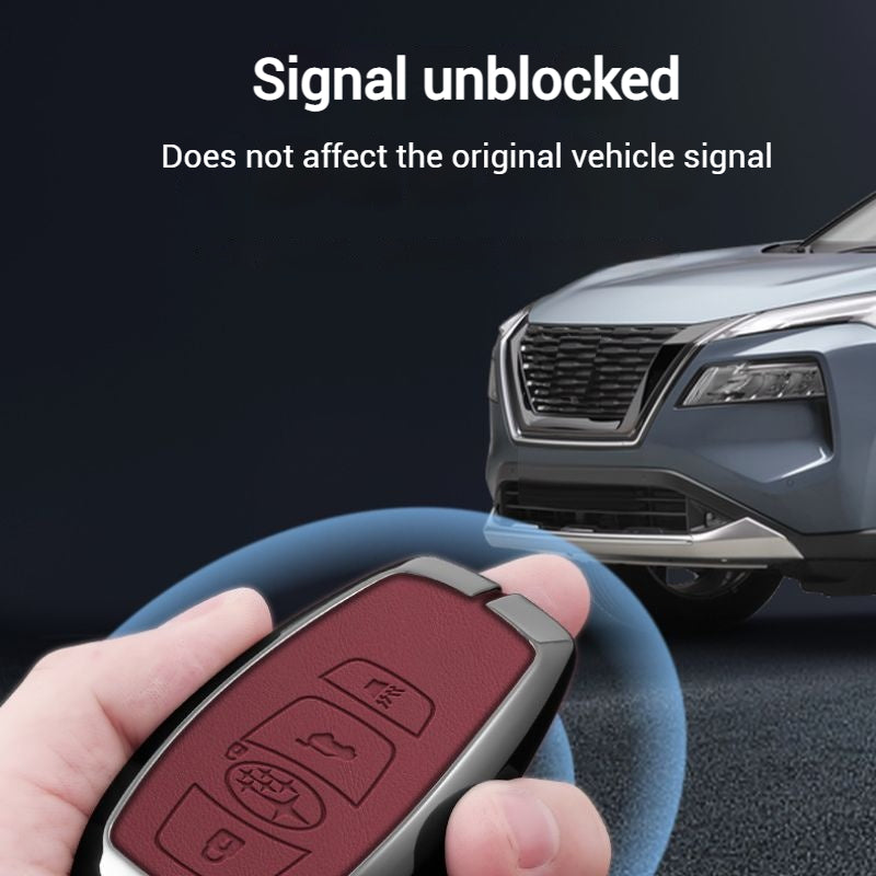 Load image into Gallery viewer, Subaru Full Metal Coverage + PU Leather Car Key Fob Case Cover For Outback, Forester, Impreza, WRX, XV, Crosstrek, Legacy - Polar Tech Australia