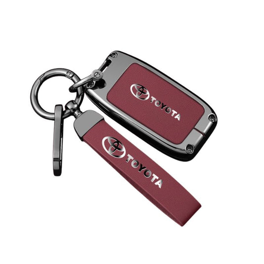 Toyota Full Metal  Coverage + PU Leather Car Key Fob Case Cover For Corolla, Camry, Prado, Avalon - i-Station Mobile Phone & Electronic Device Repair and Accessories