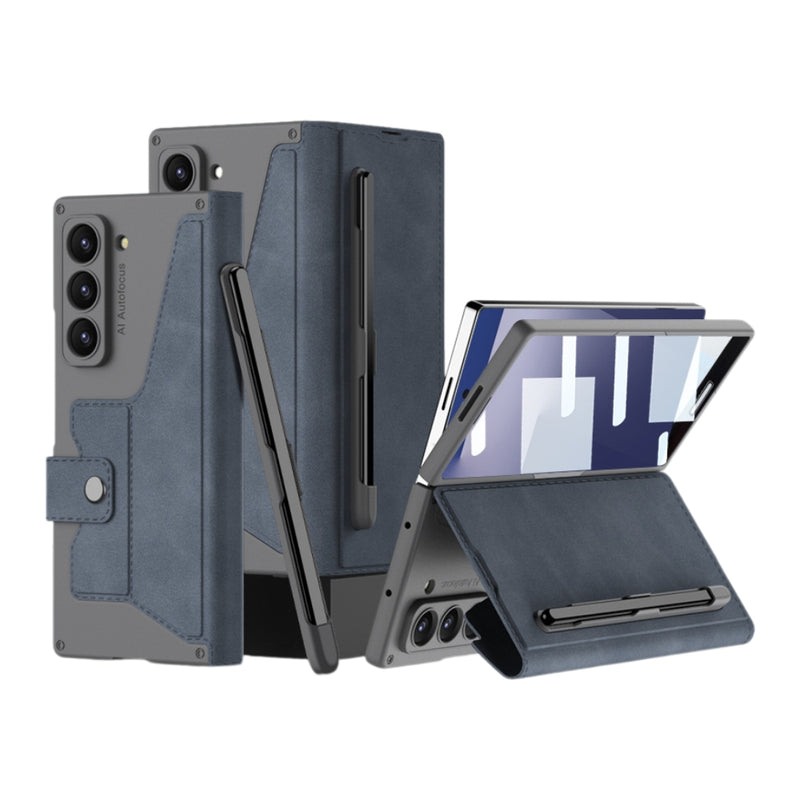 Cargue la imagen en el visor de la galería, Samsung Galaxy Z Fold7 5G - GKK Integrated Armor Flip Leather Case with Pen Slot, Stylus Not Included - Polar Tech Australia