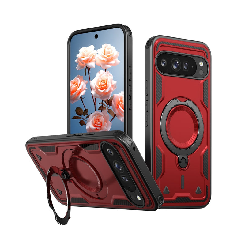 Cargue la imagen en el visor de la galería, Google Pixel 10 Pro XL - TPU+PC 2-in-1 Material Shockproof Protective Case with Metal Rotating Stand - Polar Tech Australia