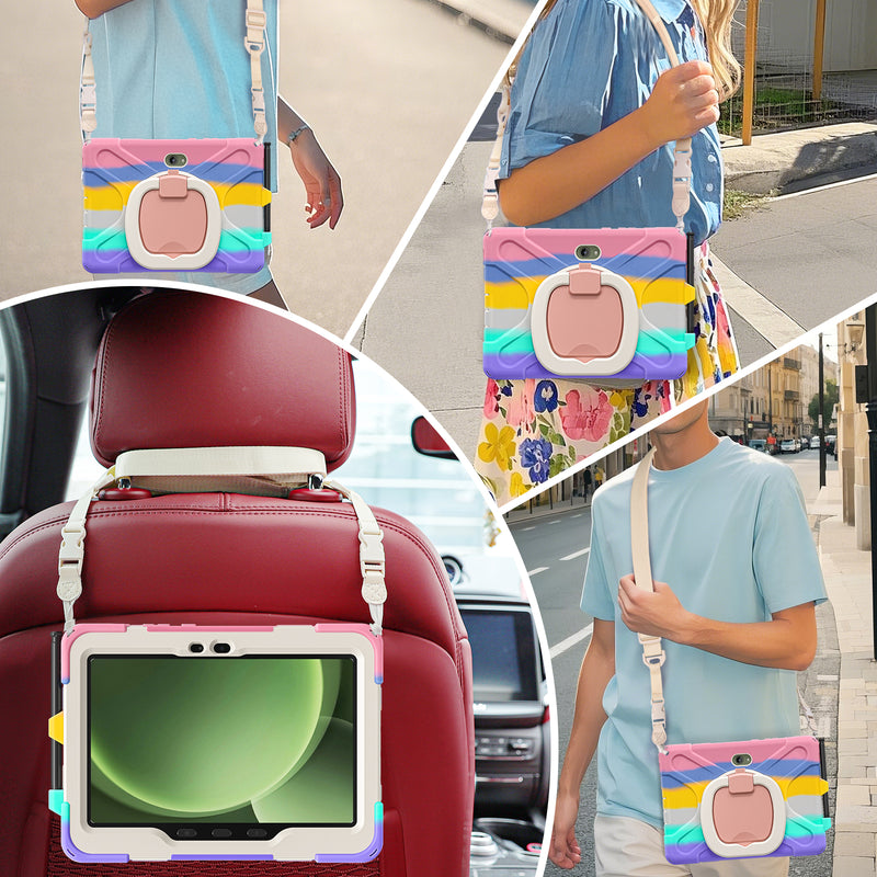 Cargue la imagen en el visor de la galería, Samsung Galaxy Tab Active Pro / Active 4 Pro / Active 5 Pro Series - Heavy Duty 360 Degree Rotate Stand Hand Strap Case With Shoulder Strap - Polar Tech Australia