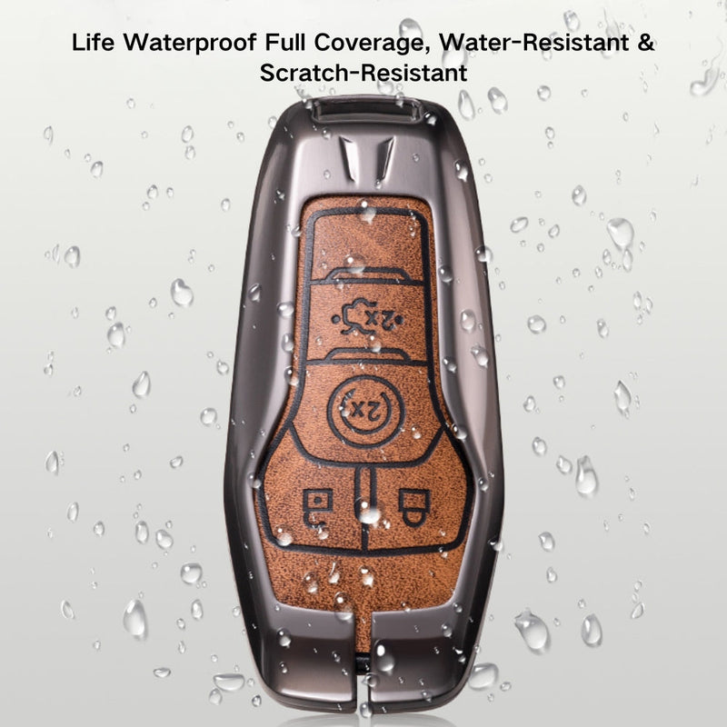 Cargue la imagen en el visor de la galería, Ford Zinc Alloy Leather Folding Car Key Fob Case Cover For Ranger, Mustang, Everest, Escape, Puma, Transit, Focus, Fiesta, Ranger Raptor, Mondeo - Polar Tech Australia