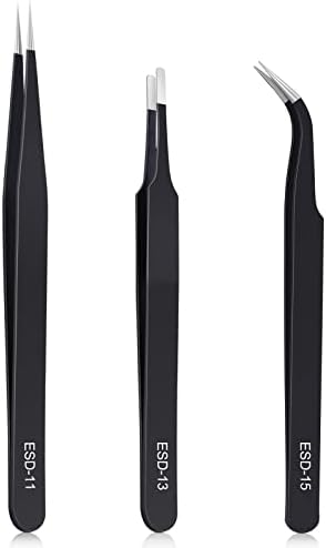 Chargez l'image dans la visionneuse de la galerie, 10-Piece Precision Tweezers Set – ESD Anti-Static Stainless Steel Kit with Storage Pouch - Polar Tech Australia