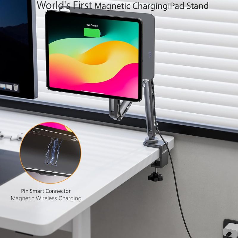 Load image into Gallery viewer, KUXIU X36 Pro MAX iPad Magnetic Charging Stand Aluminum Alloy Boom Arm Adjustable Tablet Stand - EdgeFollow