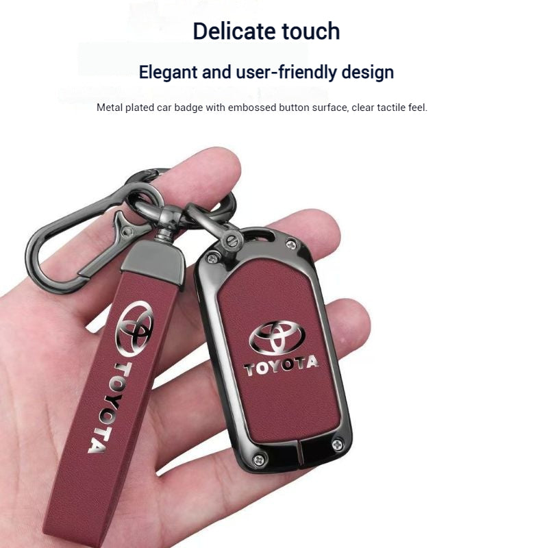 Load image into Gallery viewer, Toyota Full Metal  Coverage + PU Leather Car Key Fob Case Cover For Corolla, Camry, Prado, Avalon - i-Station Mobile Phone & Electronic Device Repair and Accessories