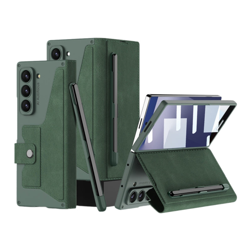 Cargue la imagen en el visor de la galería, Samsung Galaxy Z Fold7 5G - GKK Integrated Armor Flip Leather Case with Pen Slot, Stylus Not Included - Polar Tech Australia