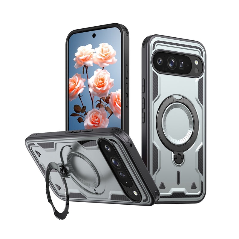 Cargue la imagen en el visor de la galería, Google Pixel 10 Pro XL - TPU+PC 2-in-1 Material Shockproof Protective Case with Metal Rotating Stand - Polar Tech Australia